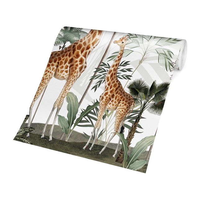 papel parede de flor Elegance of the giraffes in the jungle