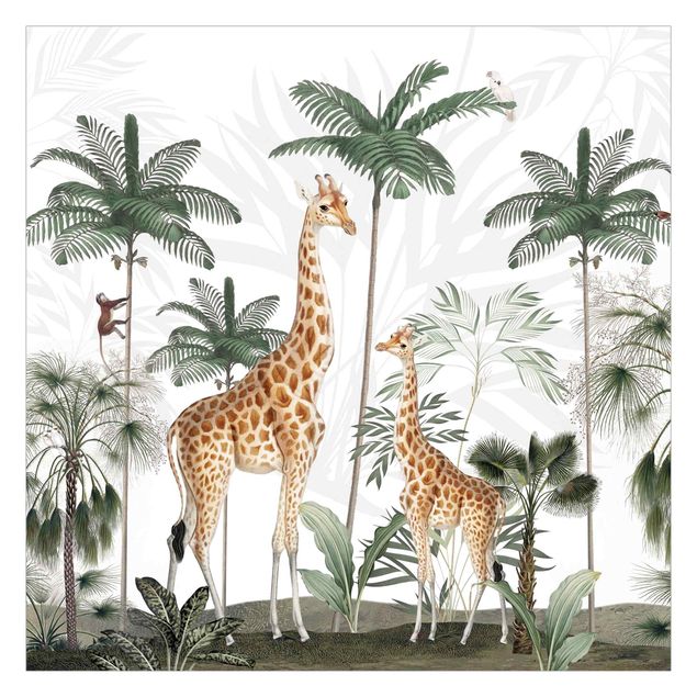 Papel de parede com verde Elegance of the giraffes in the jungle