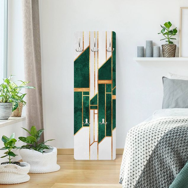Cabides de parede em verde Emerald And gold Geometry