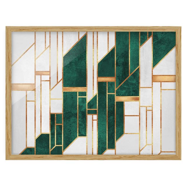 Quadros padrões Emerald And gold Geometry