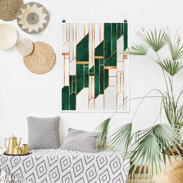 Posters quadros famosos Emerald And gold Geometry