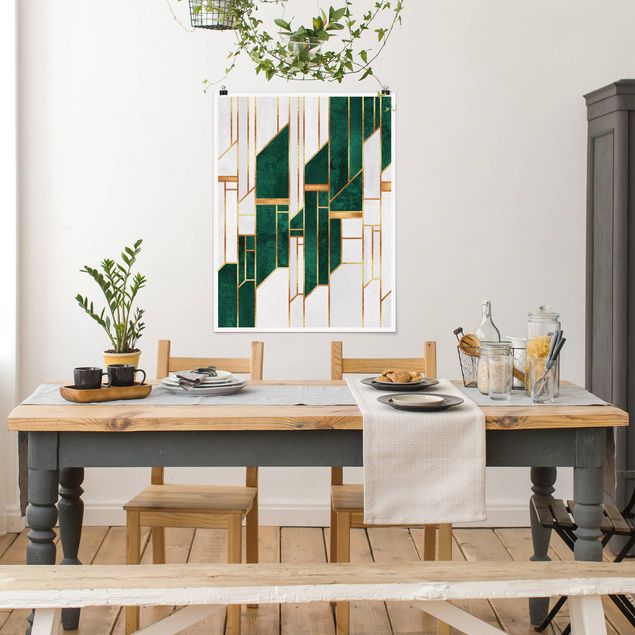 Posters abstratos Emerald And gold Geometry