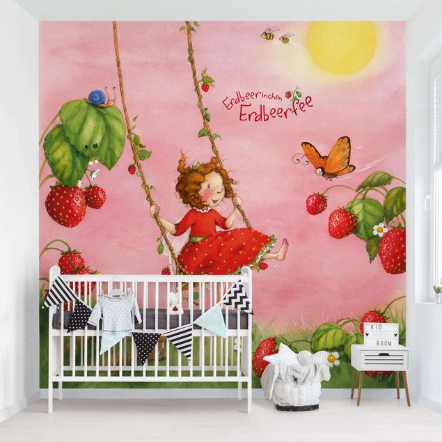 papel de parede moderno Little Strawberry Strawberry Fairy - Tree Swing