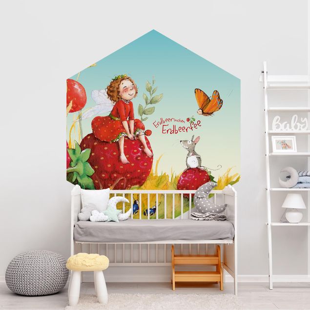 papel de parede moderno para sala The Strawberry Fairy - Enchanting