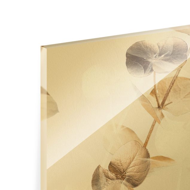 quadro de vidro Eucalyptus Branches In Gold