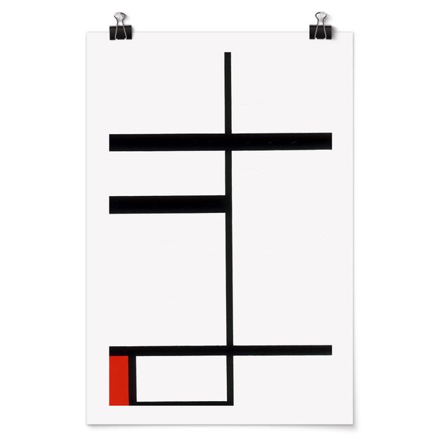Posters quadros famosos Piet Mondrian - Composition with Red, Black and White