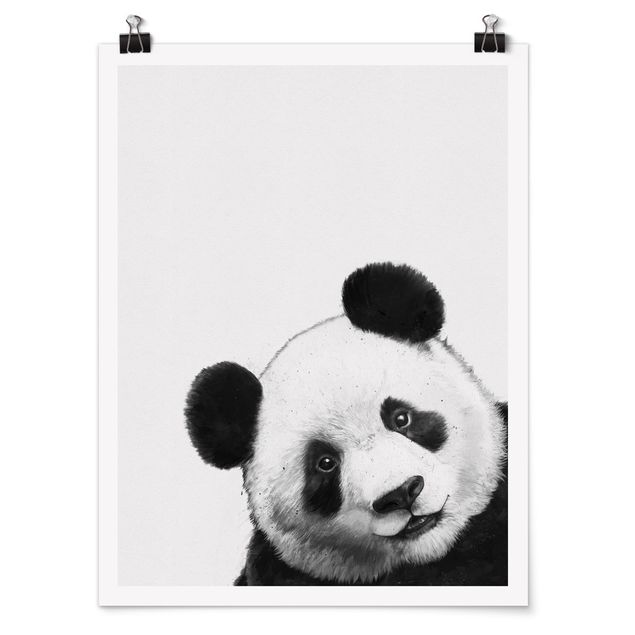 Posters em preto e branco Illustration Panda Black And White Drawing