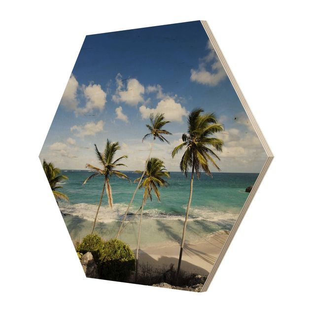 quadro de madeira para parede Beach Of Barbados