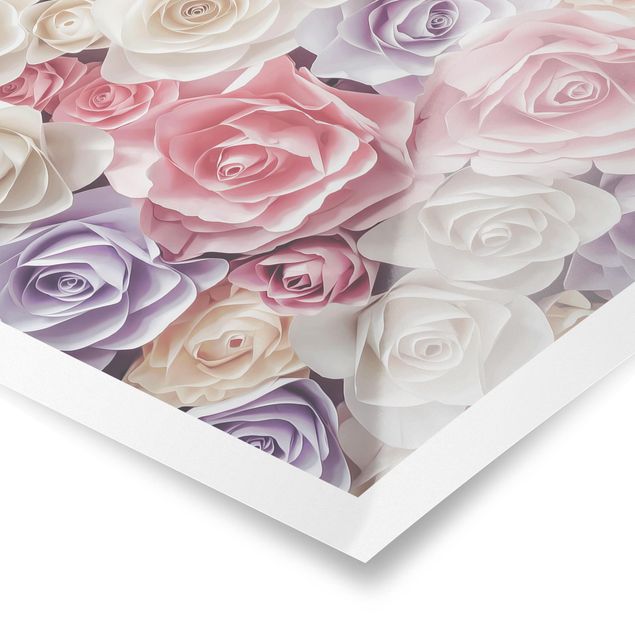 poster decoração Pastel Paper Art Roses