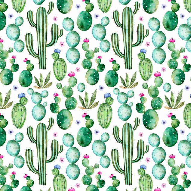 Papel autocolante para móveis armários Watercolour Cactus