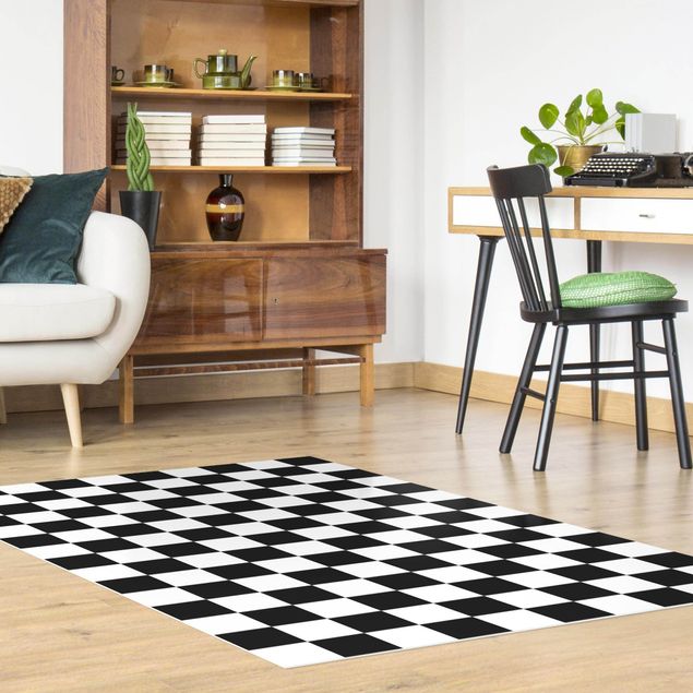 decoraçao para parede de cozinha Geometrical Pattern Chessboard Black And White