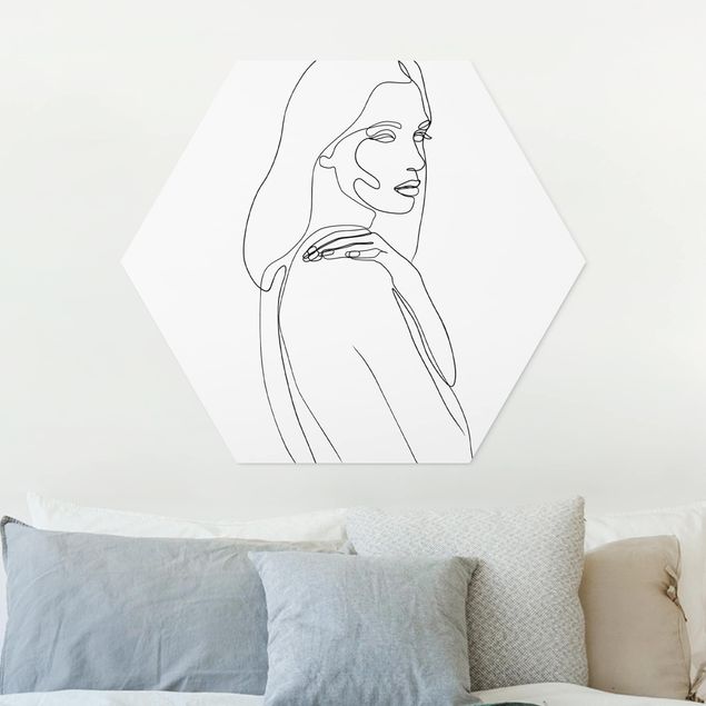 decoraçao para parede de cozinha Line Art Woman's Shoulder Black And White
