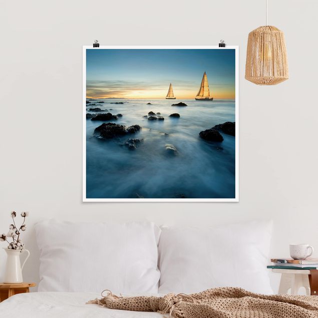 quadro com paisagens Sailboats On the Ocean