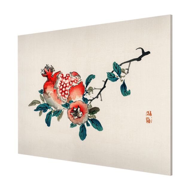 Quadros magnéticos flores Asian Vintage Drawing Pomegranate