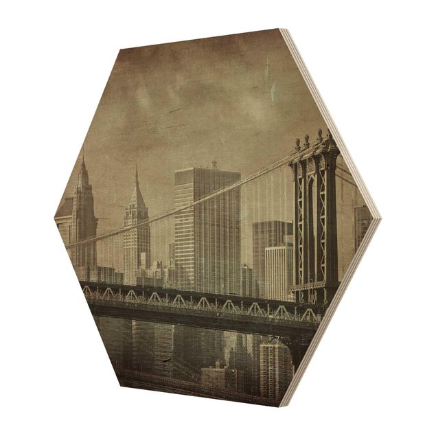 Quadros hexagonais Vintage New York City