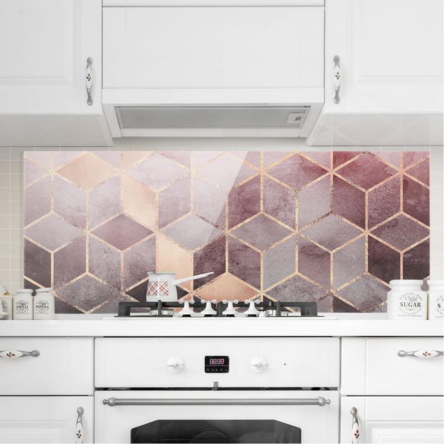 decoraçoes cozinha Pink Gray Golden Geometry