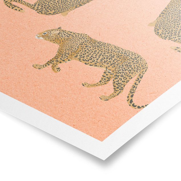 Quadros famosos Illustration Leopard Pink Painting