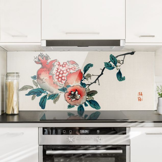 decoraçoes cozinha Asian Vintage Drawing Pomegranate