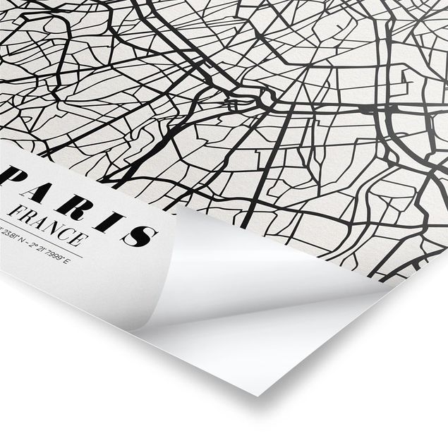 decoração quadros Paris City Map - Classic