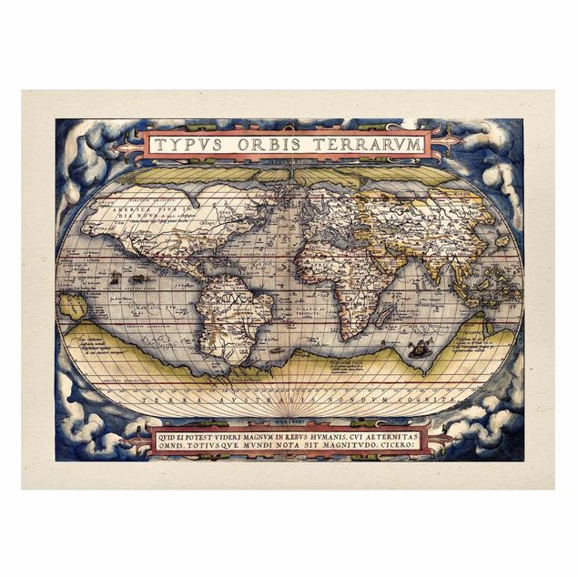 Quadros magnéticos mapas Historic World Map Typus Orbis Terrarum