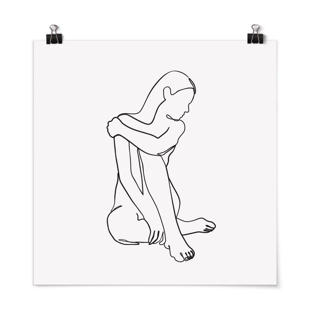 Posters quadros famosos Line Art Woman Nude Black And White