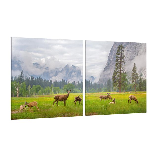 quadros de paisagens Deer In The Mountains