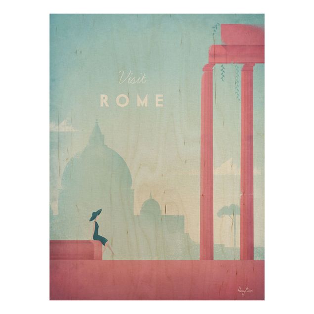 Quadros em madeira vintage Travel Poster - Rome