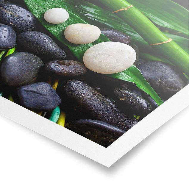 Posters quadros famosos Green Bamboo With Zen Stones