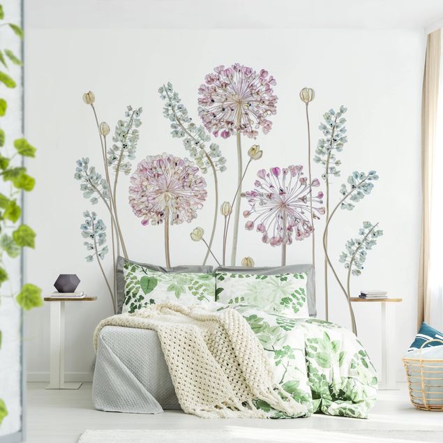 papel de parede moderno para sala Allium Illustration