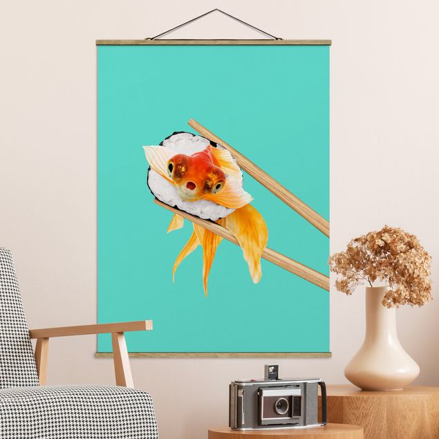 decoraçao para parede de cozinha Sushi With Goldfish