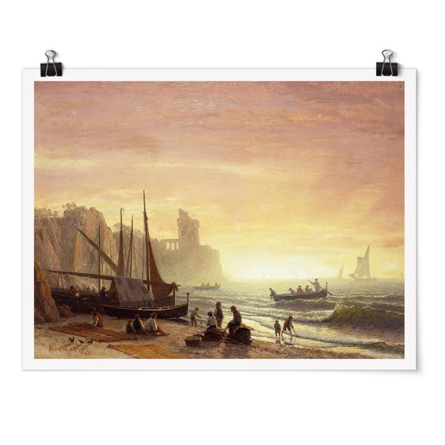 Quadros por movimento artístico Albert Bierstadt - The Fishing Fleet