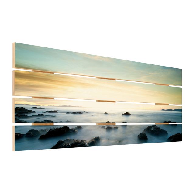 quadro de madeira para parede Sunset Over The Ocean
