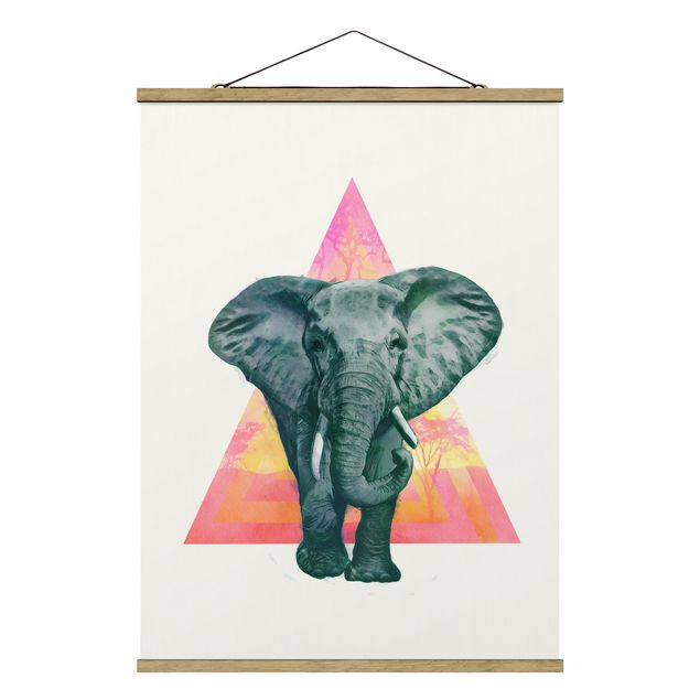 Quadros modernos Illustration Elephant Front Triangle Painting