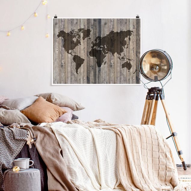 Mapa mundi poster Wood World Map