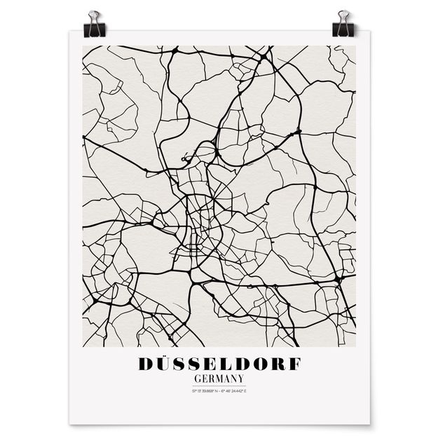 Posters frases Dusseldorf City Map - Classic