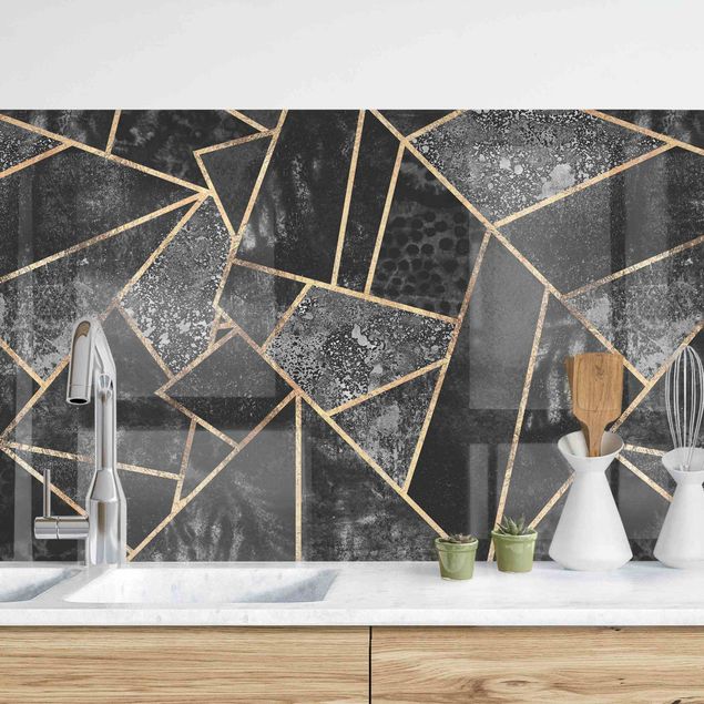 decoraçao para parede de cozinha Gray Triangles Gold II