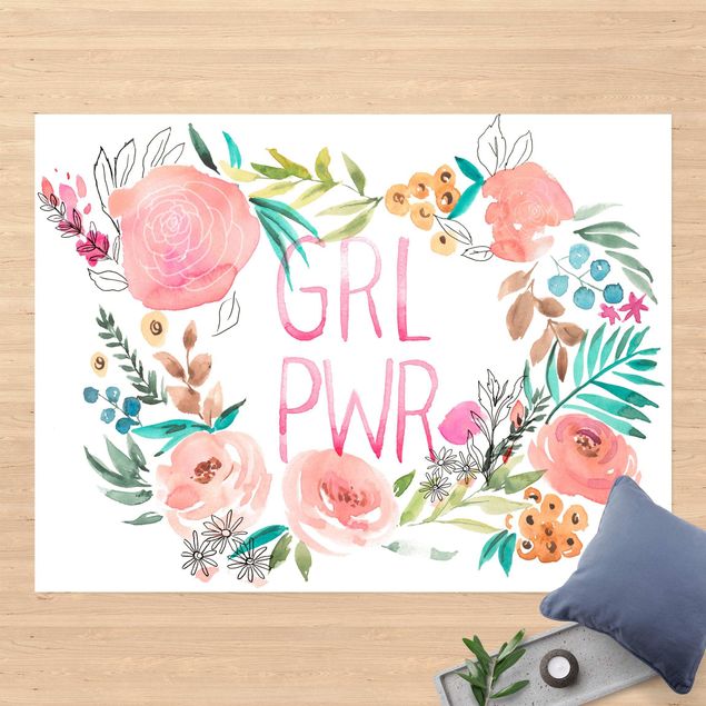 tapetes de exterior Light Pink Flowers - Girl Power