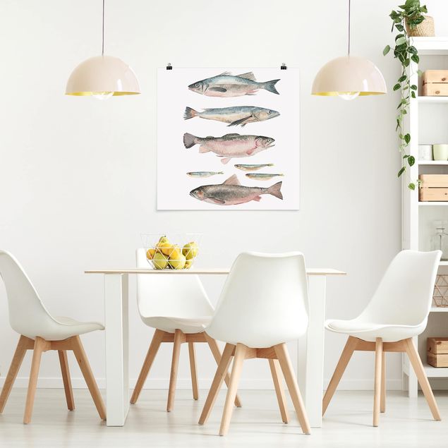 decoraçoes cozinha Seven Fish In Watercolour I
