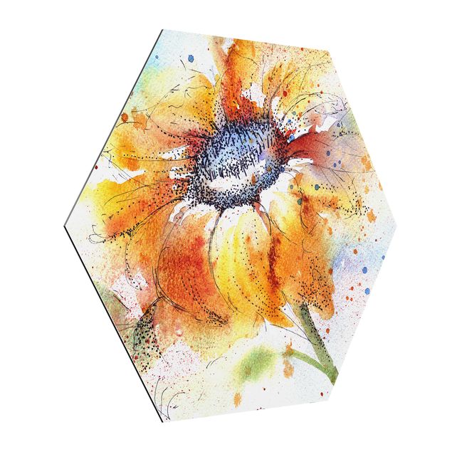 quadros de flores Painted Sunflower