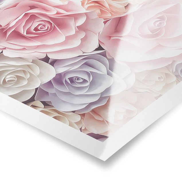 poster decoração Pastel Paper Art Roses