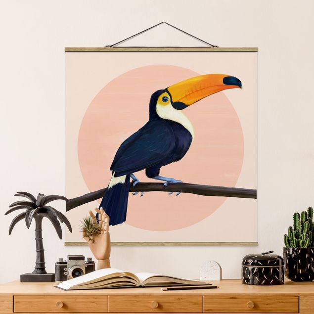 decoraçao para parede de cozinha Illustration Bird Toucan Painting Pastel