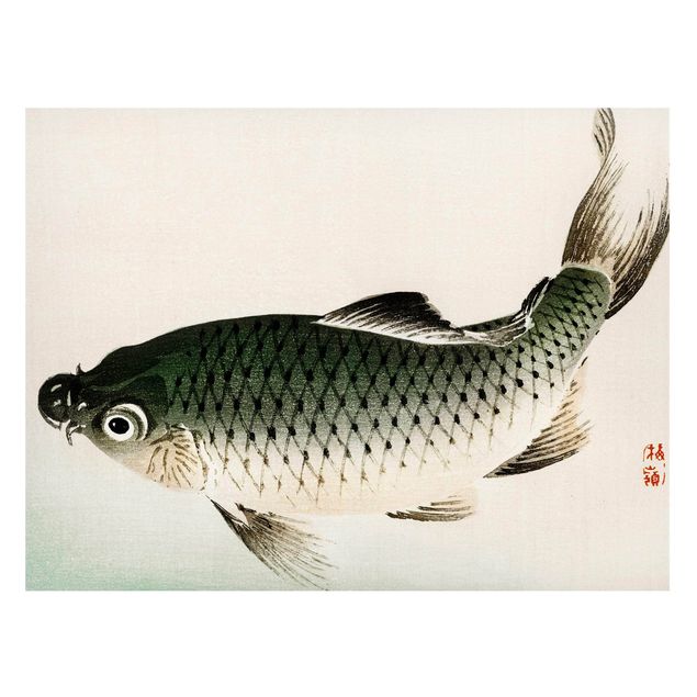 Quadros peixes Asian Vintage Drawing Carp