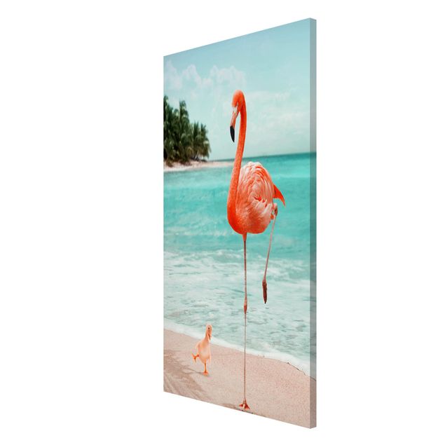 quadro de praia Beach With Flamingo
