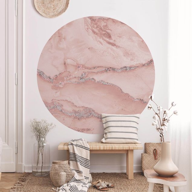 papel de parede pedra Colour Experiments Marble Light Pink And Glitter