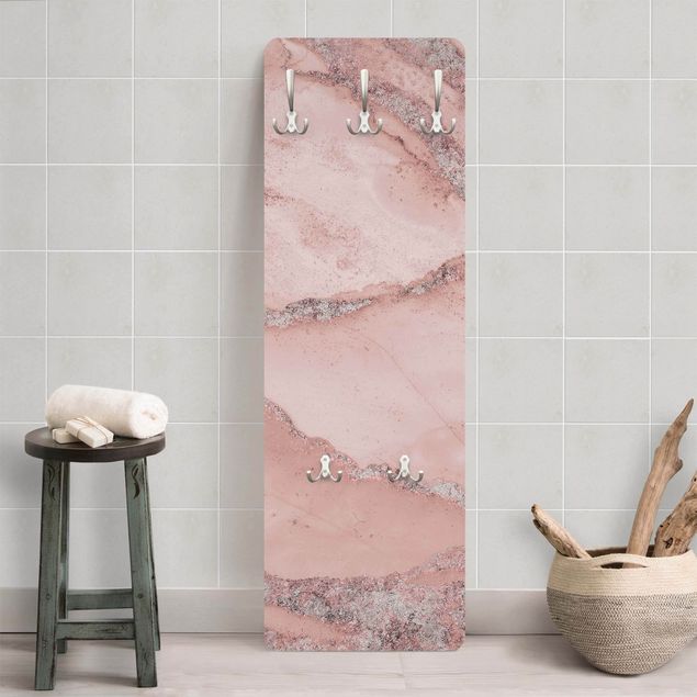 Cabides de parede imitação pedra Colour Experiments Marble Light Pink And Glitter