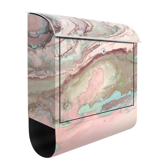Caixas de correio em rosa Colour Experiments Marble Light Pink And Turquoise