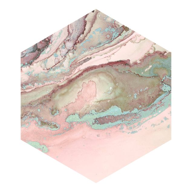 papel de parede para quarto de casal moderno Colour Experiments Marble Light Pink And Turquoise