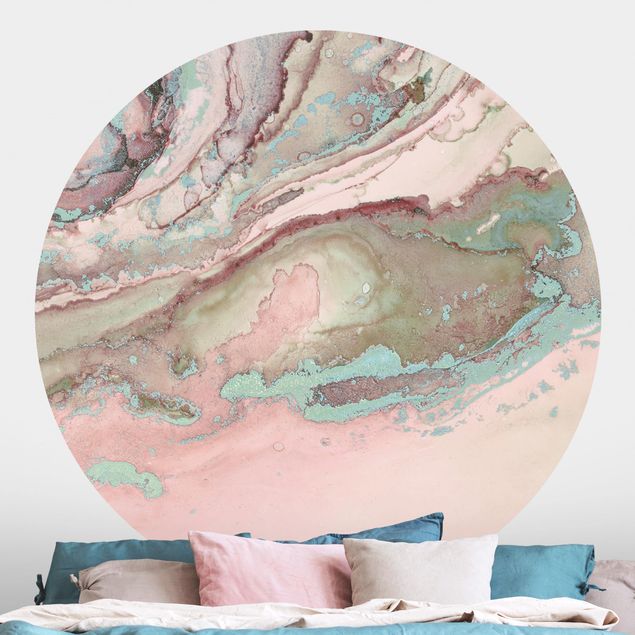 papel de parede efeito marmore Colour Experiments Marble Light Pink And Turquoise