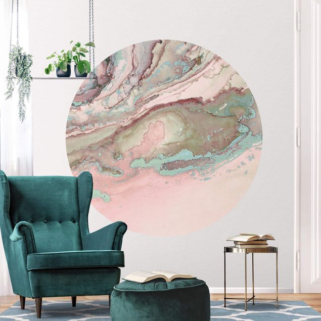 papel parede rosas Colour Experiments Marble Light Pink And Turquoise
