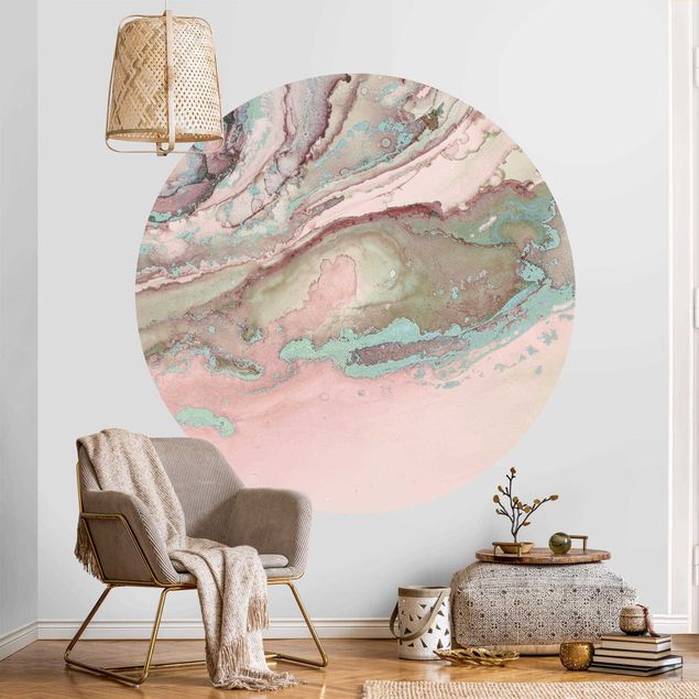 papel de parede imitando pedrinhas Colour Experiments Marble Light Pink And Turquoise
